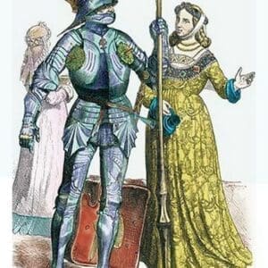 German Costumes: Knight with Staff and Noble Woman - Art Print