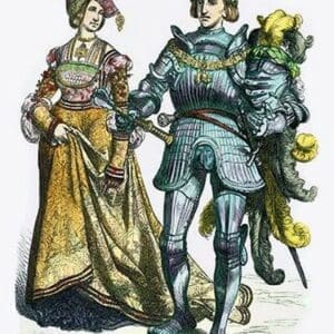 German Costumes: Noble Woman and Knight - Art Print