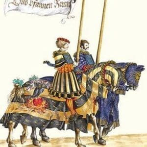 German Knights in Horseback in Procession by H. Burkmair #2 - Art Print