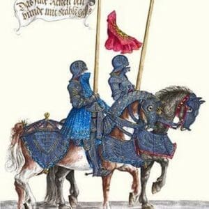 German Knights in Horseback in Procession by H. Burkmair 2 - Art Print