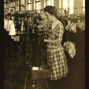 Girls topping stockings by Lewis Wickes Hine - Art Print