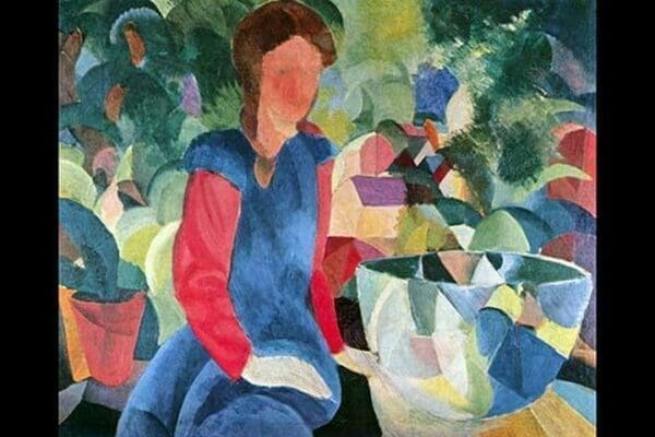 Girls with fish bell by August Macke - Art Print