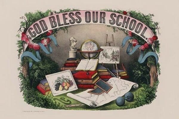 God Bless Our School by Currier & Ives - Art Print