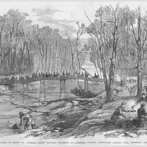 Grant's Reconnaissance Party passes over Mayfield Creek Bridge by Frank Leslie - Art Print