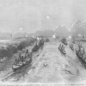 Great Naval Battle on the Mississippi - Bombardment by Federal Schooners by Frank Leslie - Art Print