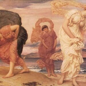 Greek Girls Picking Up Pebbles by the Sea by Lord Frederick Leighton - Art Print