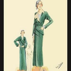 Green Dress and Overcoat by Atelier Bachroitz - Art Print