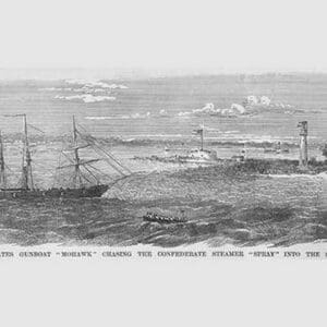 Gunboat 'Mohawk' Chases Confederate Steamer 'Spray' by Frank Leslie - Art Print