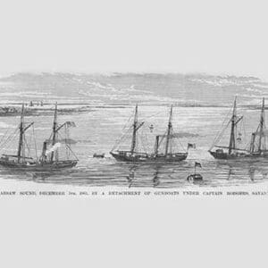 Gunboats in Warsaw Sound outside of Savannah by Frank Leslie - Art Print