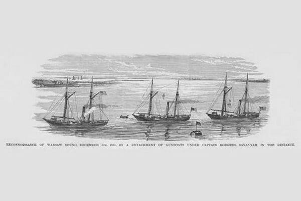 Gunboats in Warsaw Sound outside of Savannah by Frank Leslie - Art Print