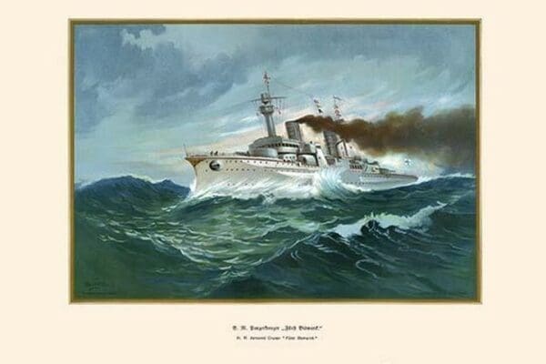 H.M. Armored Cruiser 'Prince Bismarck' by G. Arnold - Art Print