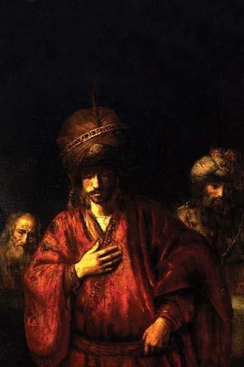 Haman in disgrace by Rembrandt Van Rijn - Art Print