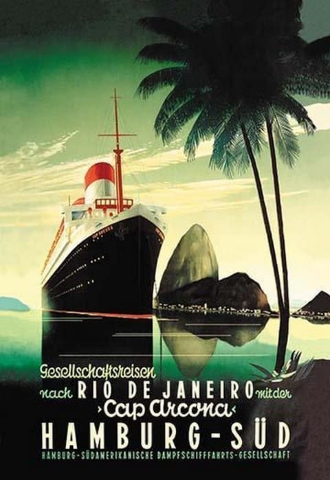 Hamburg to Rio de Janeiro on the Cap Arcona Steamship - Art Print