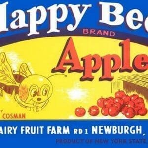 Happy Bee Brand Apples - Art Print