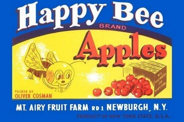 Happy Bee Brand Apples - Art Print