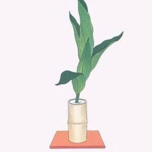 Haran (Five Aspidistra Leaves) in Bamboo vase by Josiah Conder - Art Print