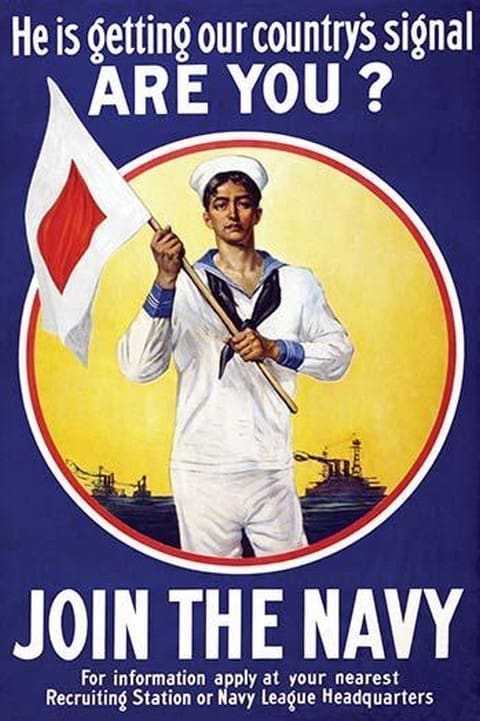 He is getting our country's signal - are you? Join the Navy. by American Lithograph Co - Art Print