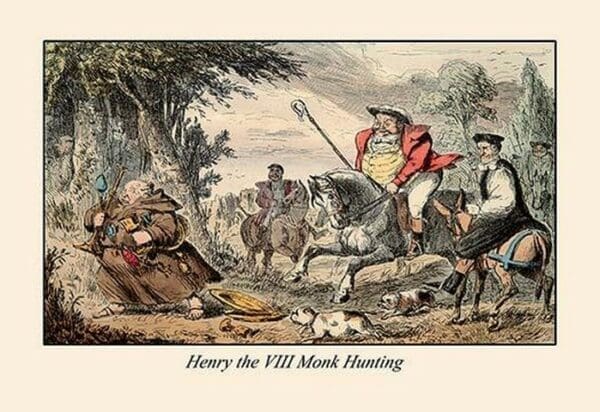 Henry VIII Monk Hunting by John Leech - Art Print