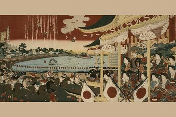 Horse Race at Ueno Park by Chikanobu - Art Print