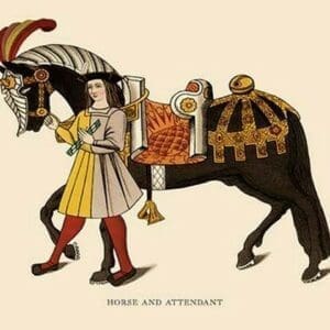 Horse and Attendant by H. Shaw - Art Print