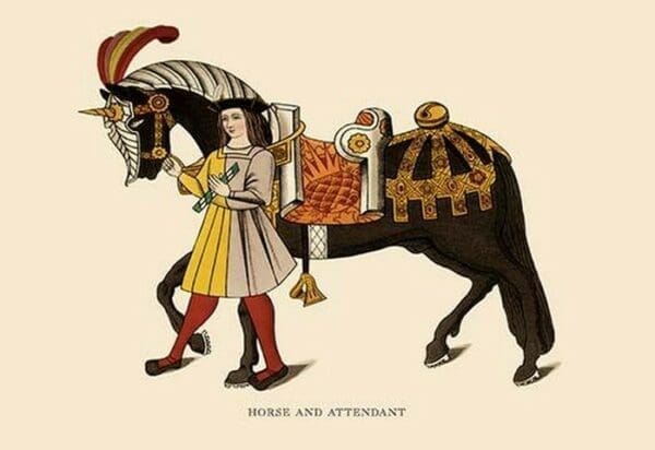 Horse and Attendant by H. Shaw - Art Print