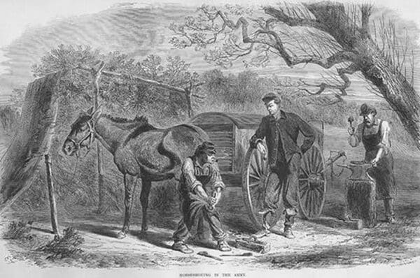 Horseshoeing by Frank Leslie - Art Print