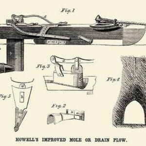 Howell's Improved Mole or Drain Plow - Art Print