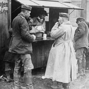 Husband & Wife Coffee Vendor serves German Soldiers - Art Print