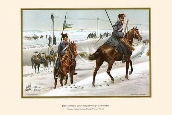 Hussars & Uhlans Destroying Telegraph Wires & Railroads by G. Arnold - Art Print