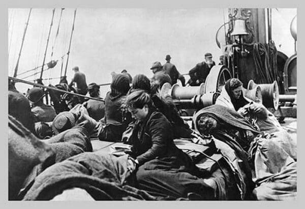 Immigrant Women Sitting on Steerage Deck - Art Print