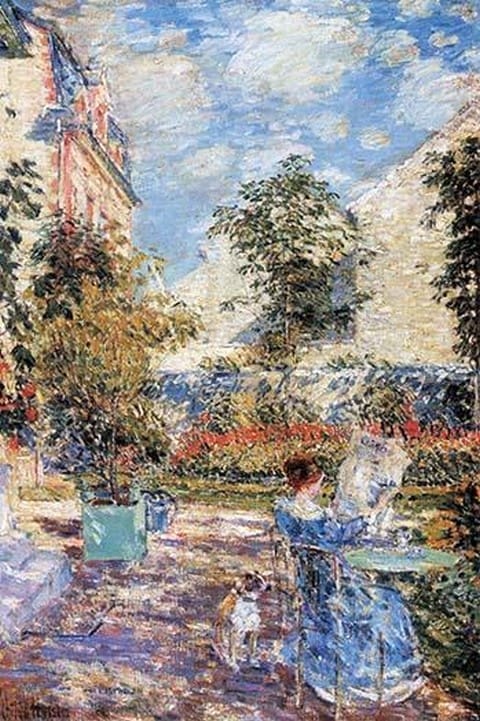 In a French Garden by Frederick Childe Hassam - Art Print