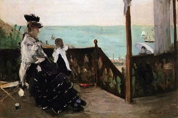 In a villa on the beach by Berthe Morisot - Art Print