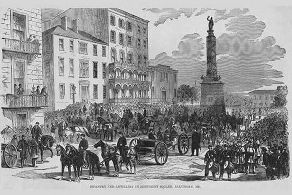 Infantry & Artillery in Monument Square