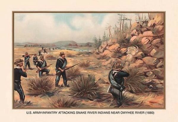 Infantry Attcking Snake River Indians Near Owyhee River