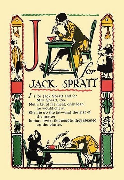 J for Jack Sprat by Tony Sarge - Art Print