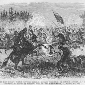 JEB Stuart & General Averill Battle at Kelly's Ford on the Rappahannock by Frank Leslie - Art Print