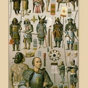 Japan - Ainos Military Costume by Auguste Racinet - Art Print