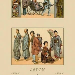 Japanese Civil Costumes and Transportation by Auguste Racinet #2 - Art Print