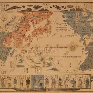 Japanese Map of the World; People of Many Nations - Art Print