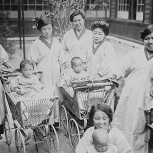 Japanese Mothers with Their Infants in Perambulators or Baby Carriages - Art Print