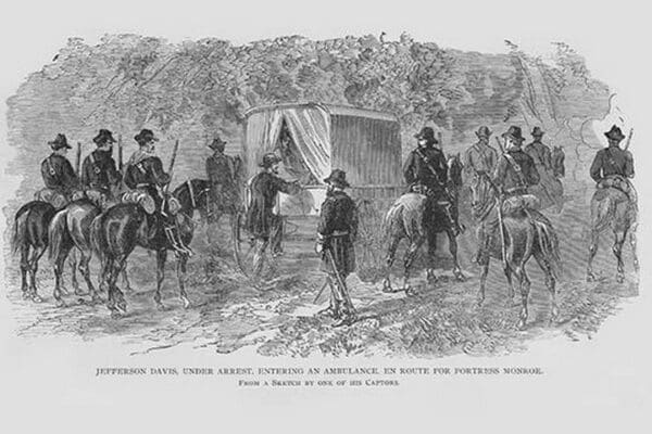 Jefferson Davis arrested & Taken to Fortress Monroe by Frank Leslie - Art Print