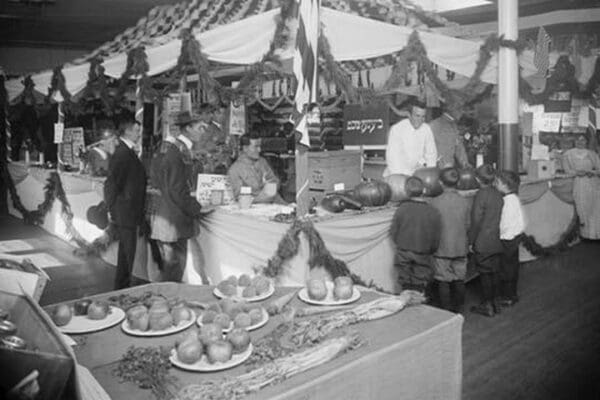 Jewish Farmers Exhibition for Produce with Signs in Yiddish and English - Art Print