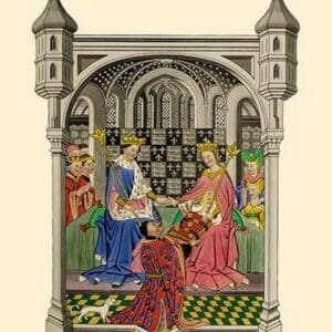 John Talbot Presenting his Book to Queen Margaret by H. Shaw - Art Print