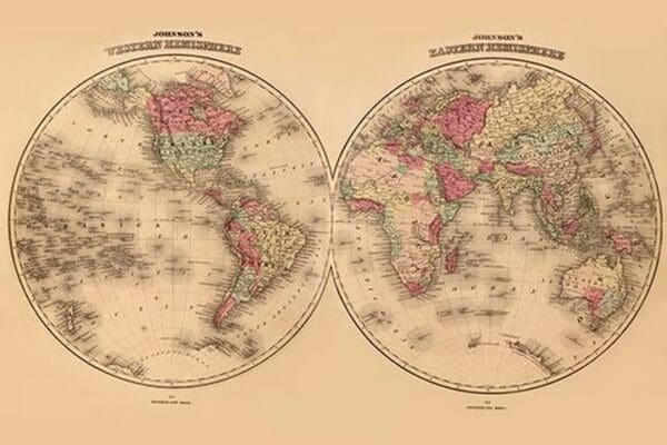 Johnson's World Map by A.J. Johnson - Art Print