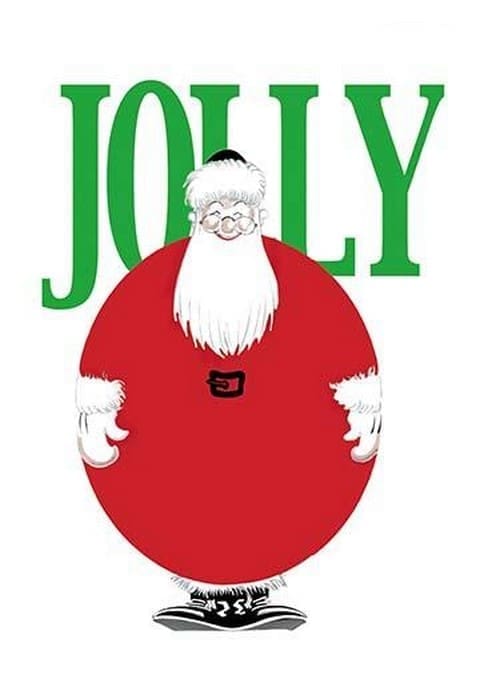 Jolly Christmas Ball-Shaped Santa - Art Print