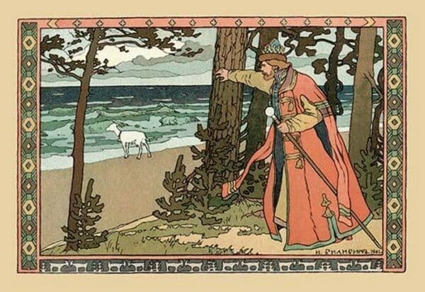 King and Goat by Ivan Bilibin - Art Print