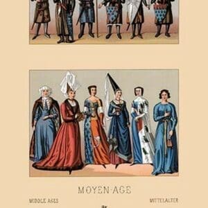 Knights and Maidens of the Middle Ages by Auguste Racinet - Art Print