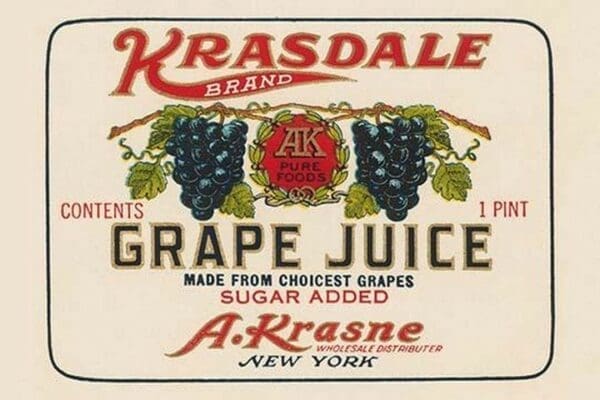 Kransdale Brand Grape Juice - Art Print