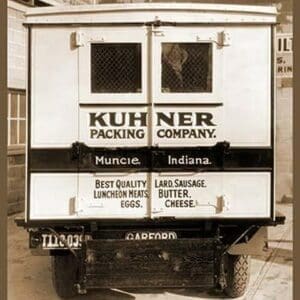 Kuhner Packing Company Delivery Truck - Rear View - Art Print