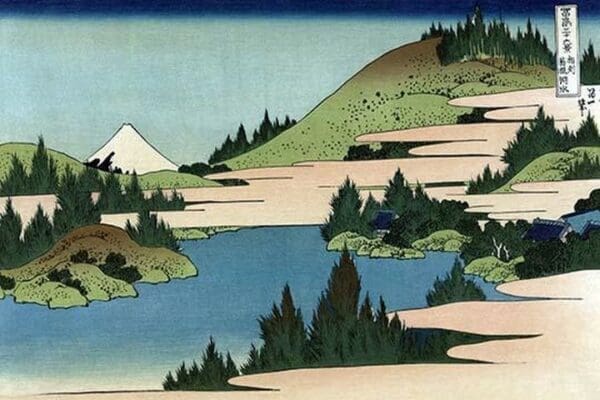 Lake of Hakone in Sagami Province by Katsushika Hokusai - Art Print